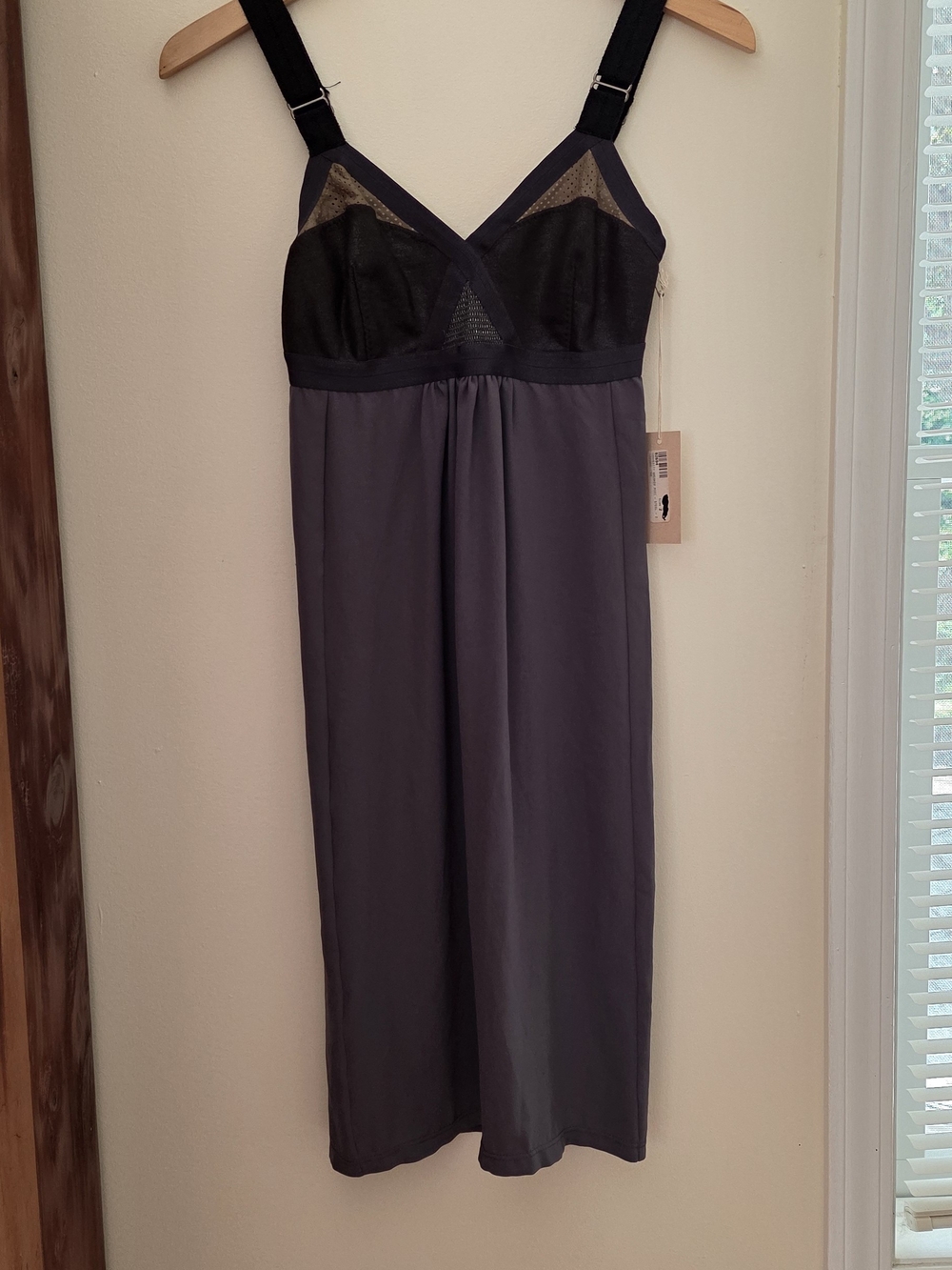 VPL NWT Charcoal Slip Dress Faux Lightweight Brown Leather Size 2